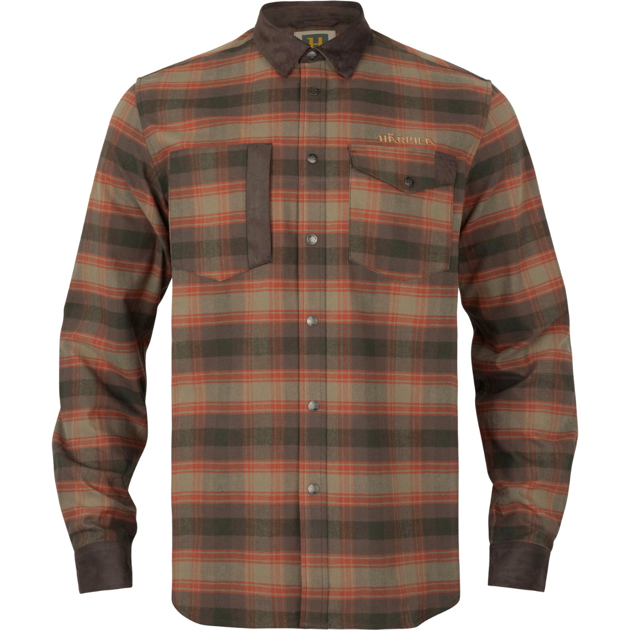 2026 Harkila Heren Aivak Lange Mouw Shirt 100573206001 - Autumn Orange Check